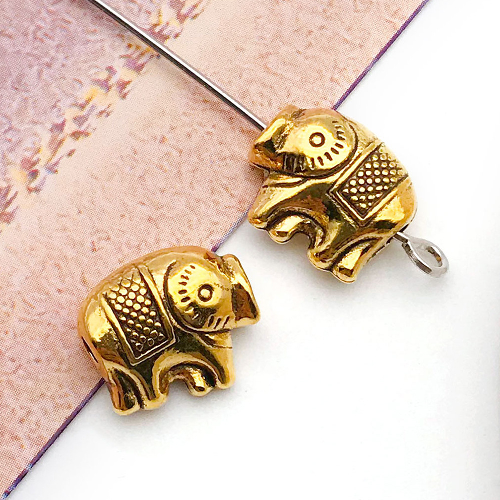 antique gold elephant small hole bead spacer bead