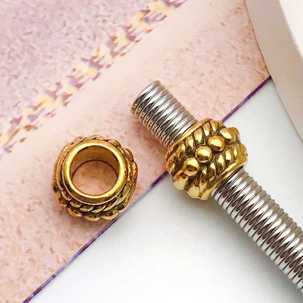 antique gold round panjia large hole bead spacer b