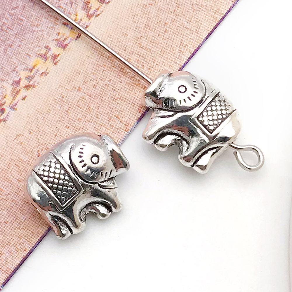 4:antique silver elephant small hole bead spacer bead 9x 11 hole 2mm-10137-1.7g