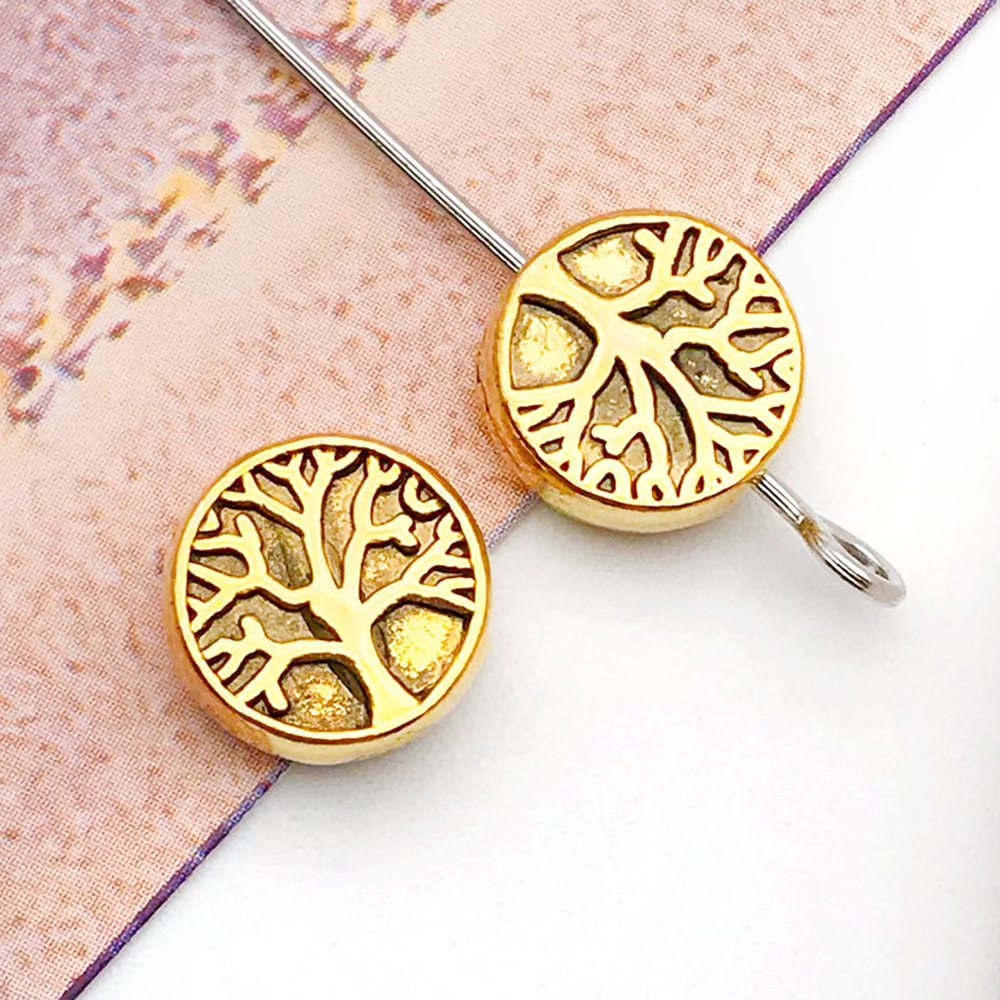 6:antique gold round life tree small hole bead spacer bead 9x 9 hole 1mm-10139-1g