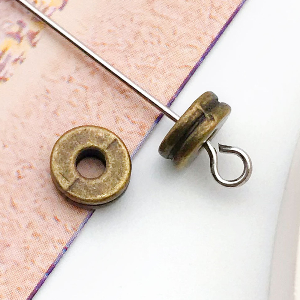 14:antique bronze round small striped beads spacer beads 6x 6 hole 2mm-10147-0.4g