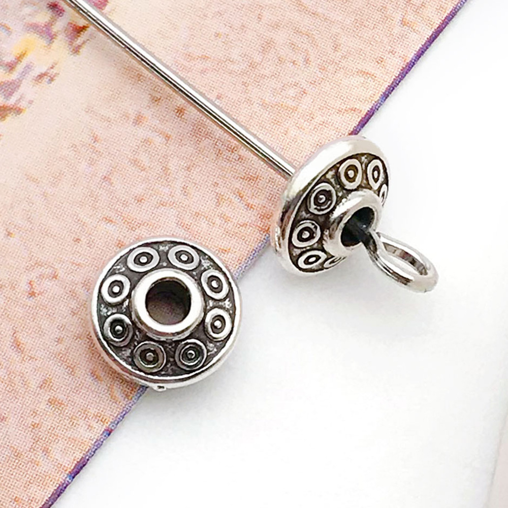 19:antique silver round ufo bead spacer bead 6x 6 hole 1.5 mm-10152-0.3g