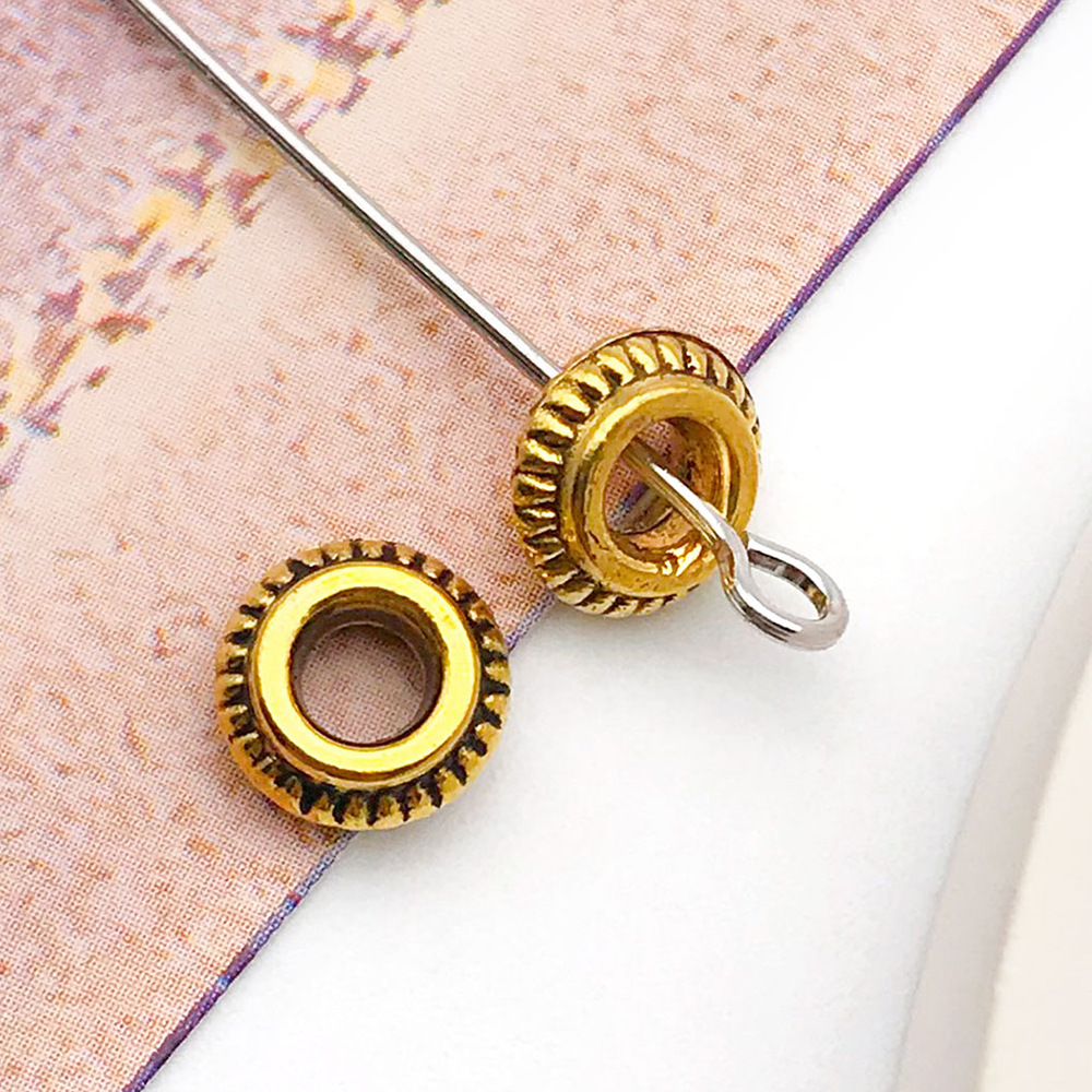 24:antique gold round panjia spacer bead 7x 7 hole 3mm-10157-0.4g