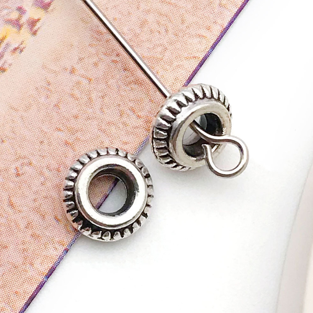 25:antique silver round panjia spacer bead 7x 7 hole 3mm-10158-0.4g