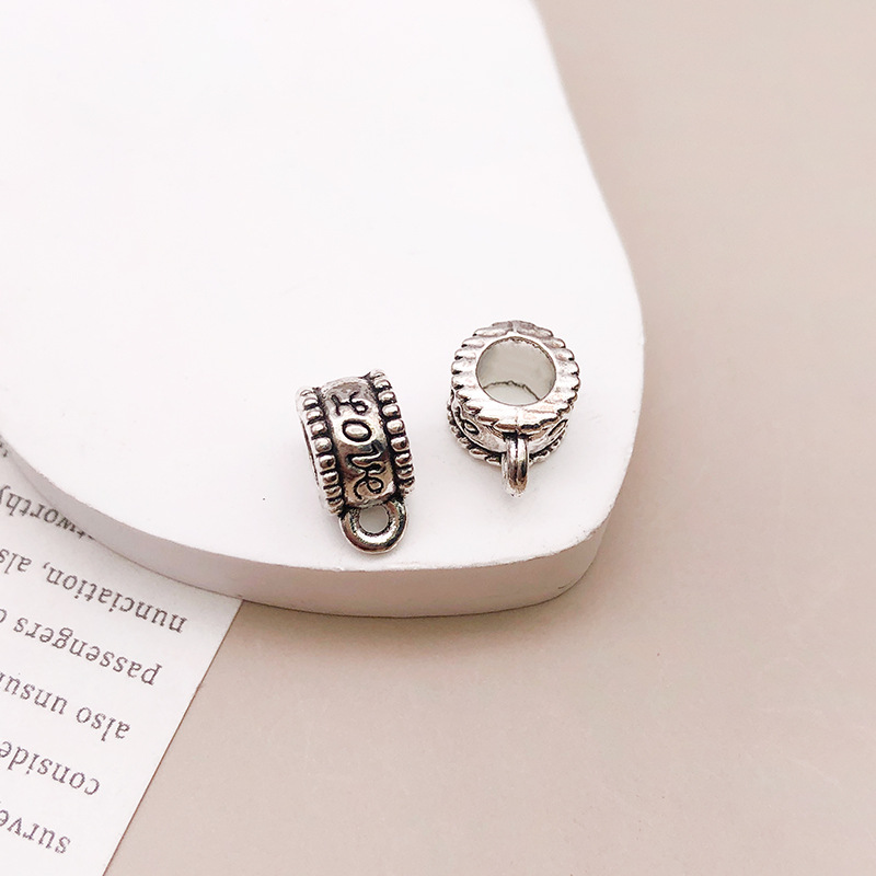 12:antique silver tee pendant 6x 9 hole 4.6 mm-13888/1G