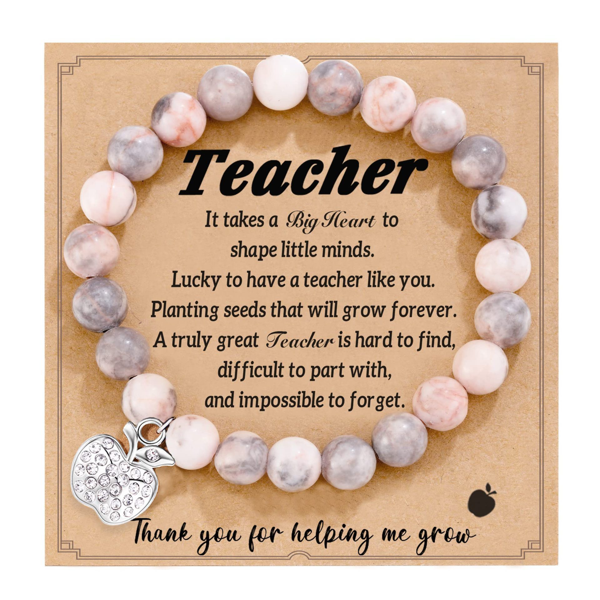 7:Pink Zebra Apple Diamond Pendant Teacher Card 2