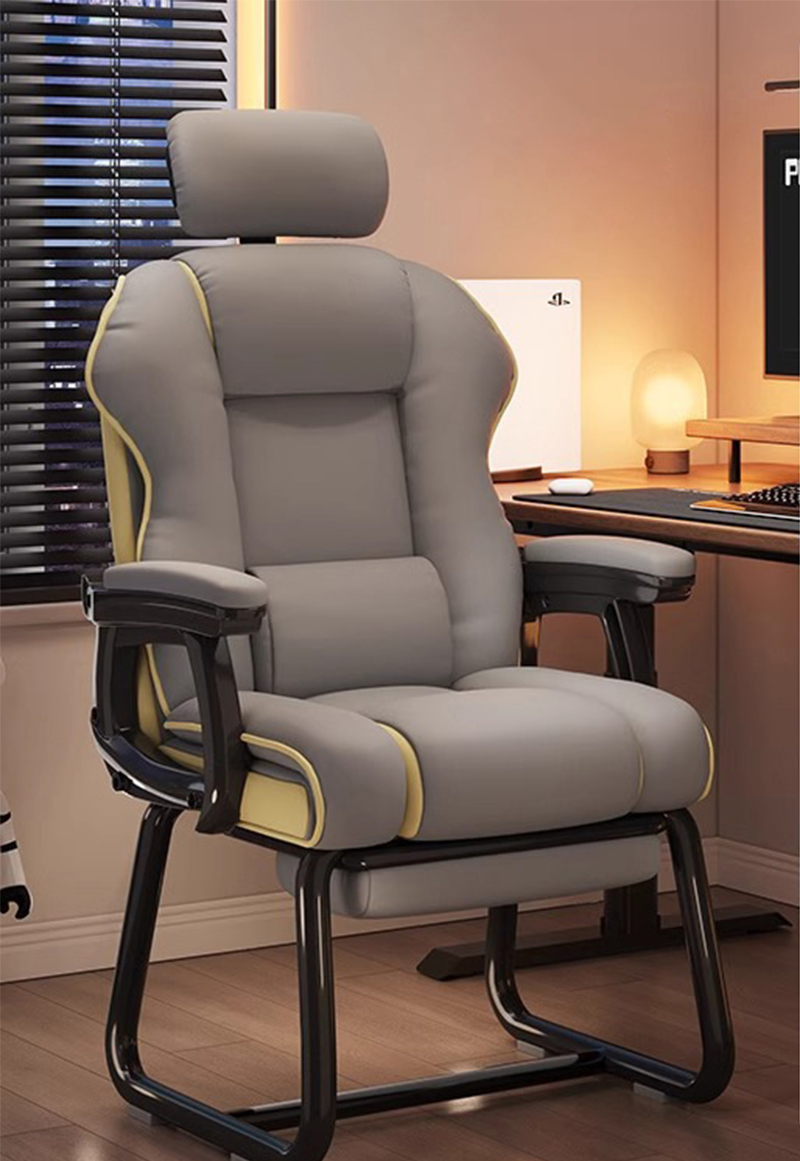 Single chair   gray   headrest   footrest