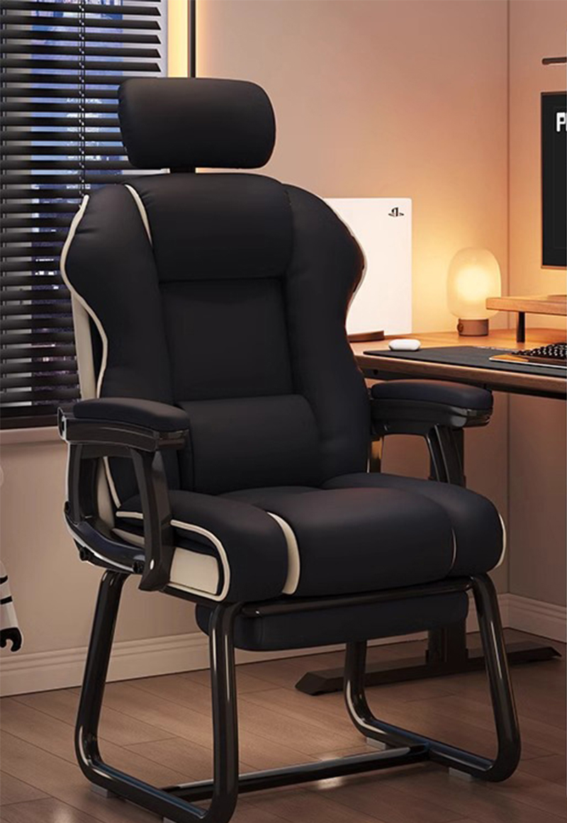 Single chair   black   headrest   footrest