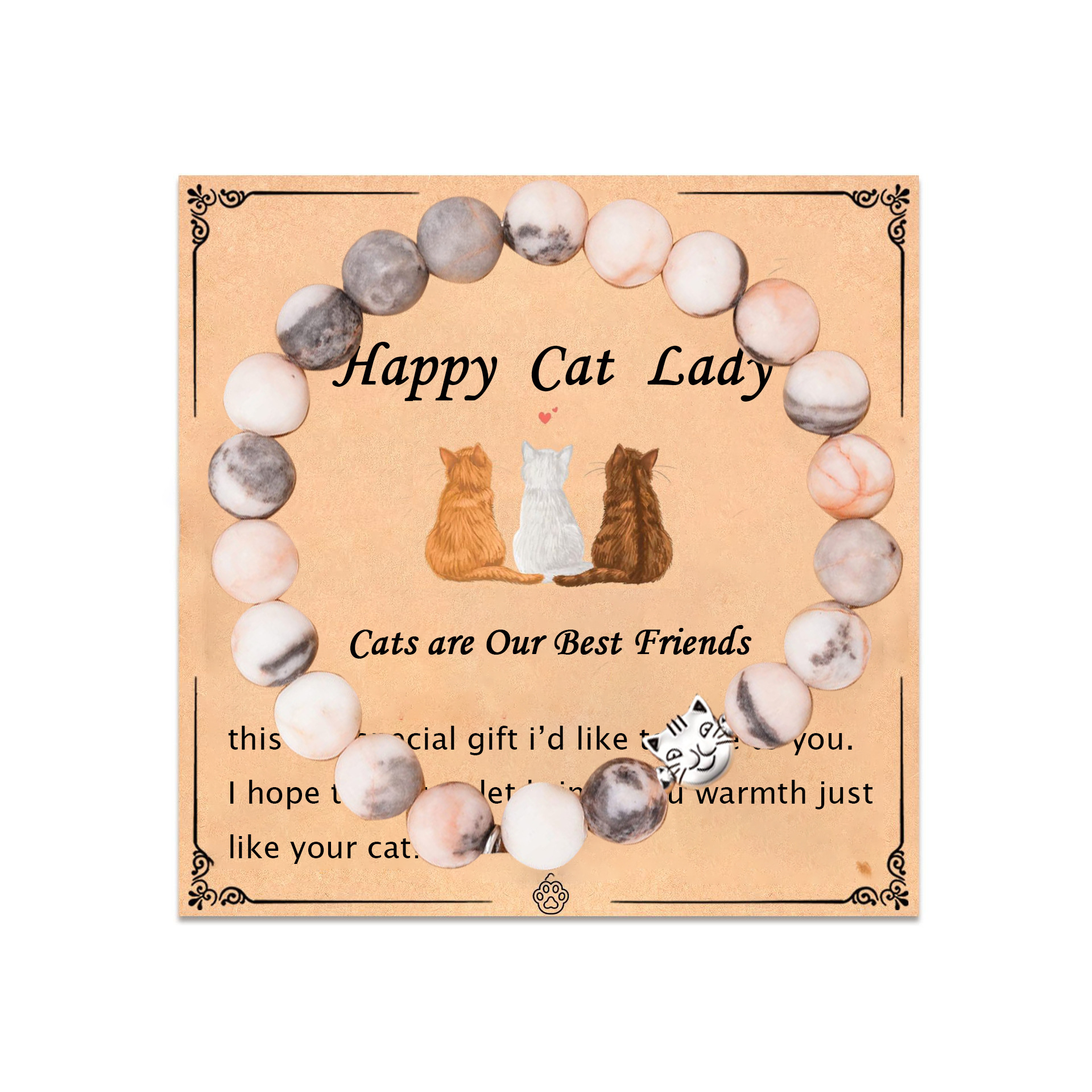 1:Pink zebra cat head   Happy Card