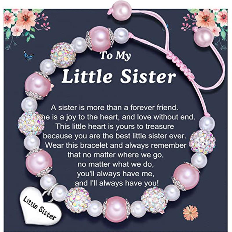 3:Lettering Little Sister   pink   Sister card