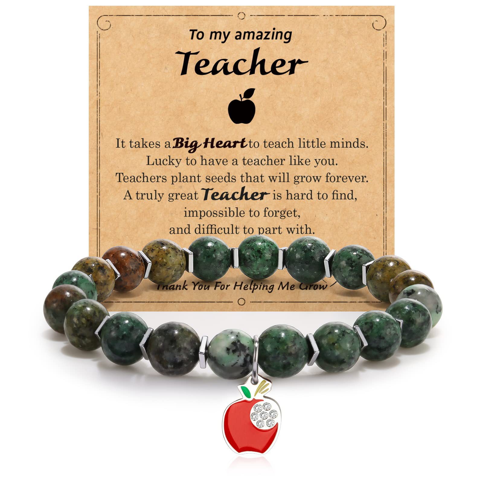2:African turquoise Red Apple Pendant Teacher Card