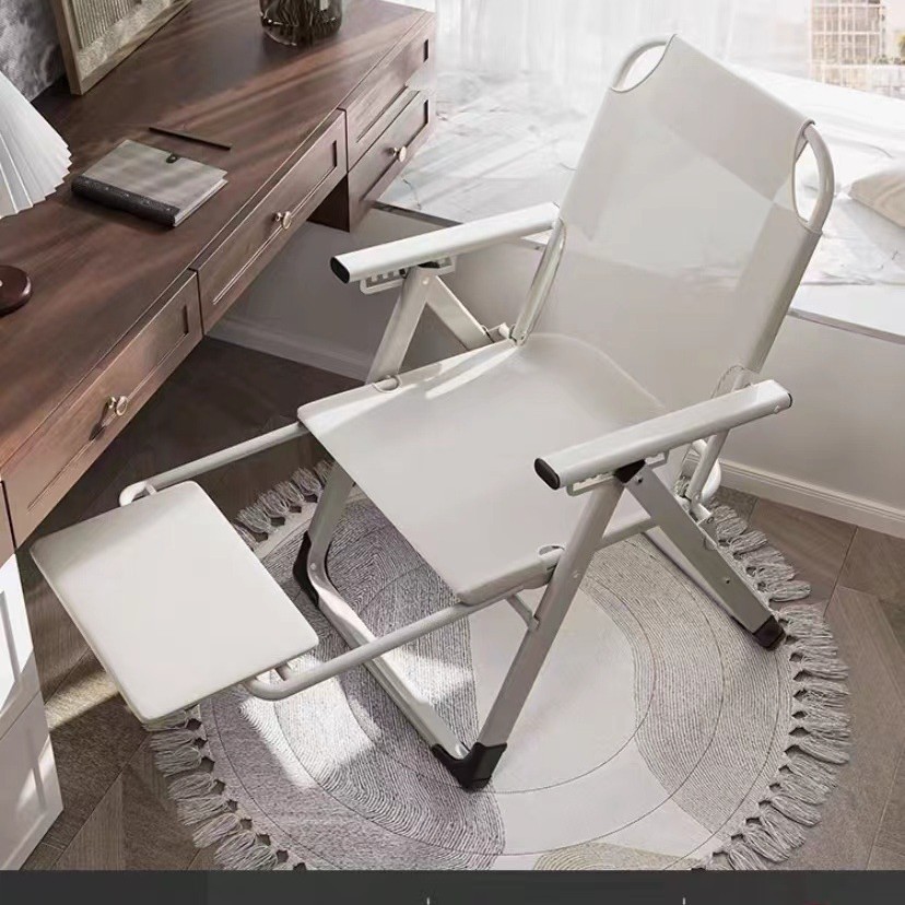 [can sit, lie down, foldable   pull-out footrest] square tube white