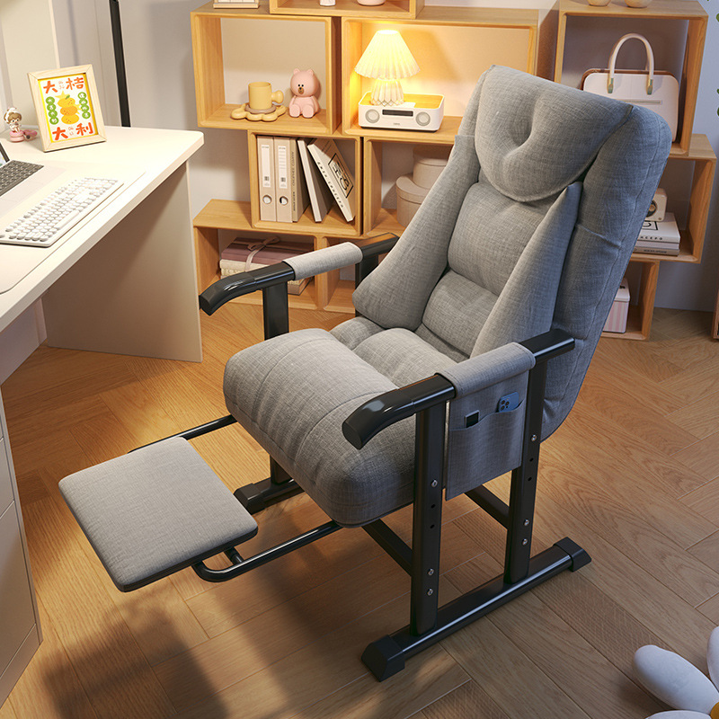 [three-speed height - adjustable backrest - pull-out footrest] cotton and linen gray