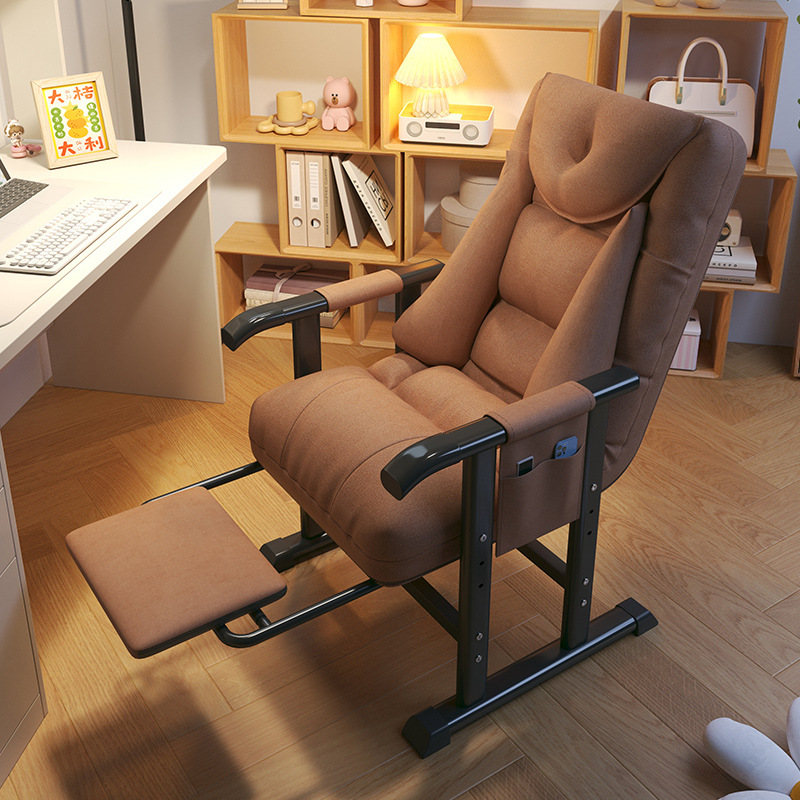 [three-speed height - adjustable backrest - pull-out footrest] cotton and linen coffee color