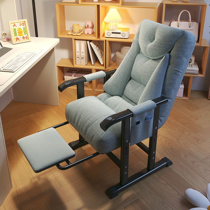 [three-speed height - adjustable backrest - pull-out footrest] cotton and linen green