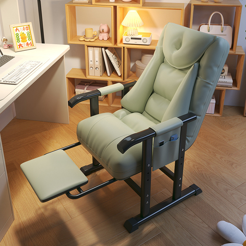 [three-speed height - adjustable backrest - pull-out footrest] cat claw leather green