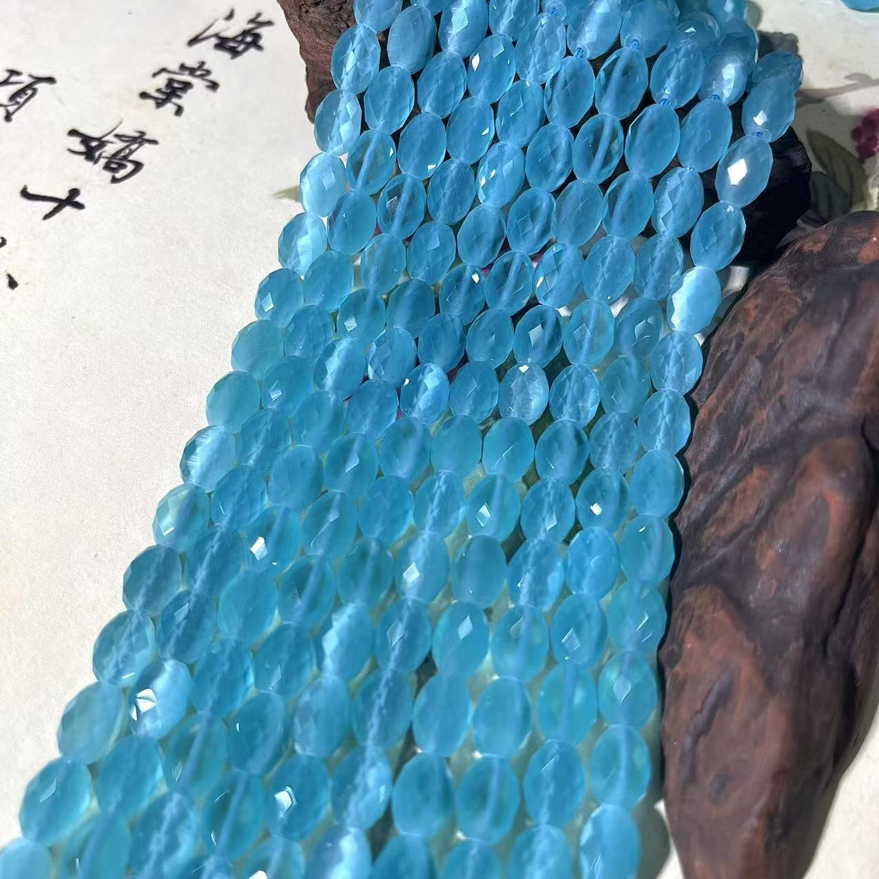 water blue 6x8mm (about 45 pieces)