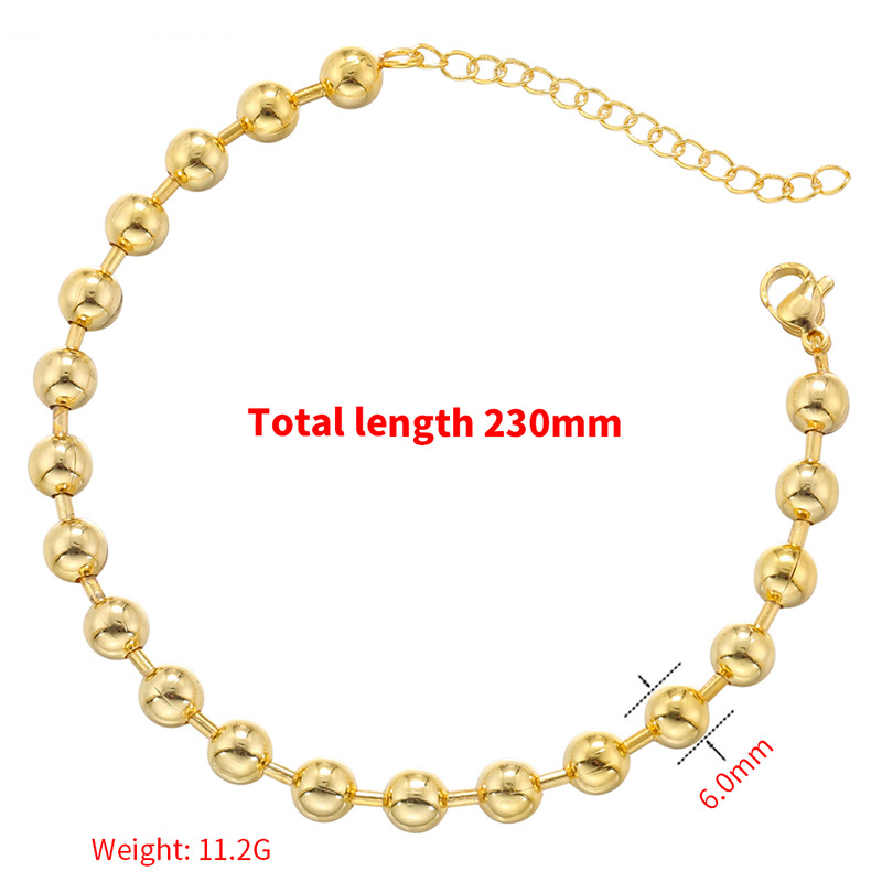 3:VL371 gold 6mm round bead bamboo bracelet