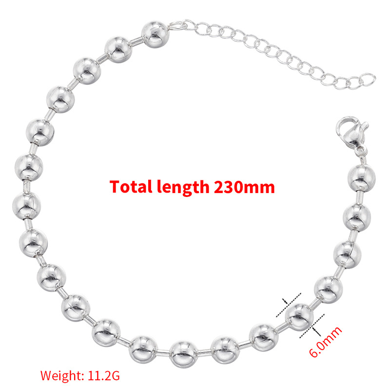 4:VL371 White Gold 6mm round beads bamboo bracelet