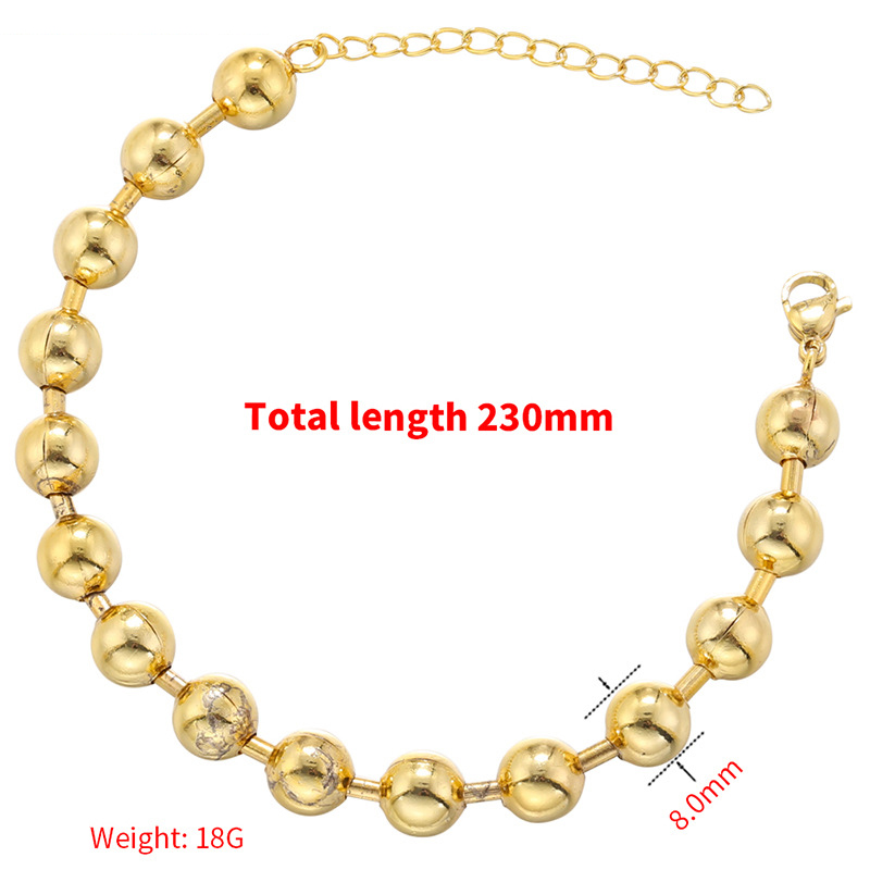 5:VL372 gold 8mm round bead bamboo bracelet