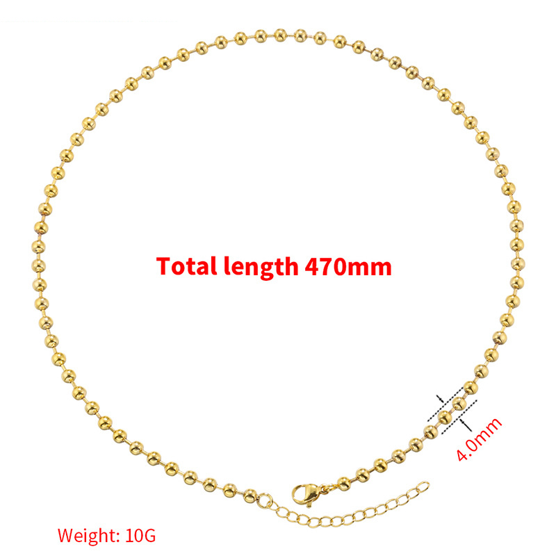 7:VL373 gold 4mm round bead bamboo necklace