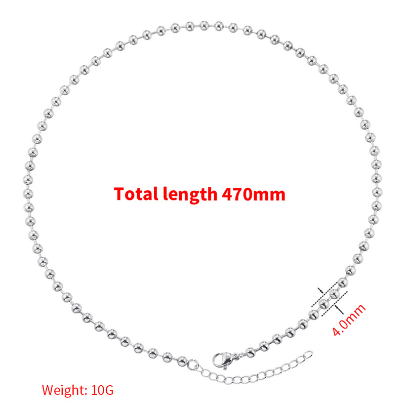 8:VL373 White Gold 4mm round bead bamboo necklace