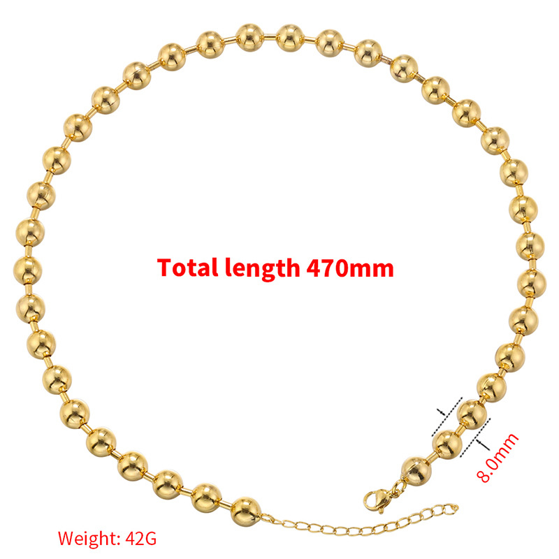 11:VL375 gold 8mm round bead bamboo necklace