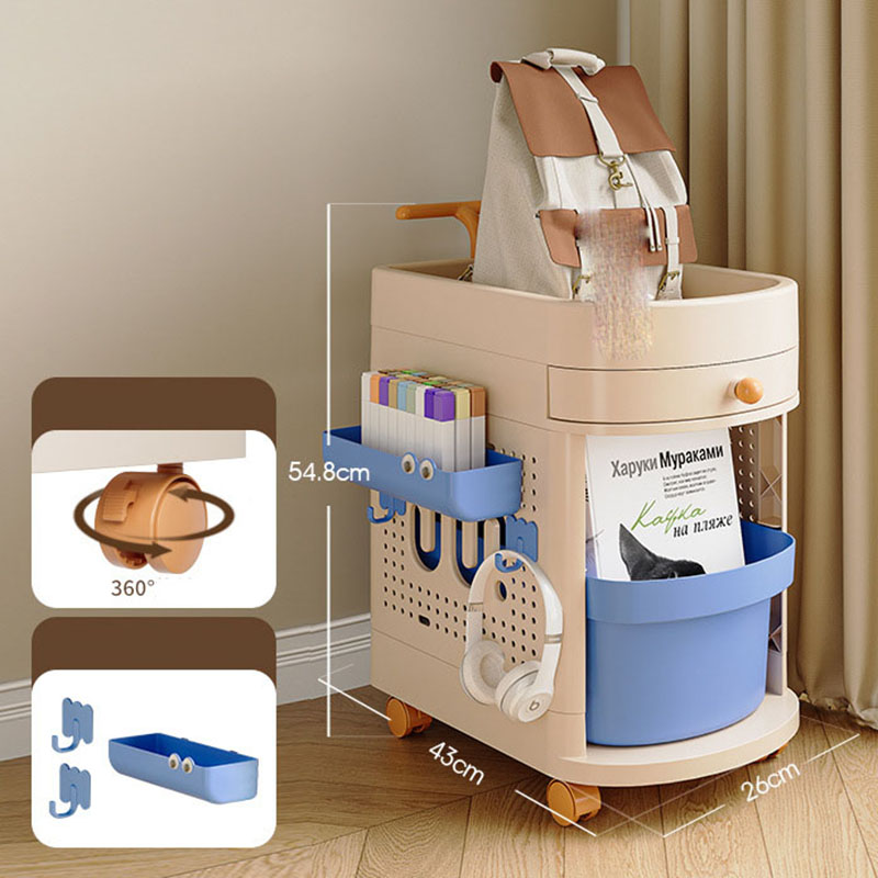 Multifunctional storage rack [2 layers] drawer universal wheel model comes with 2 hooks   1 pencil case