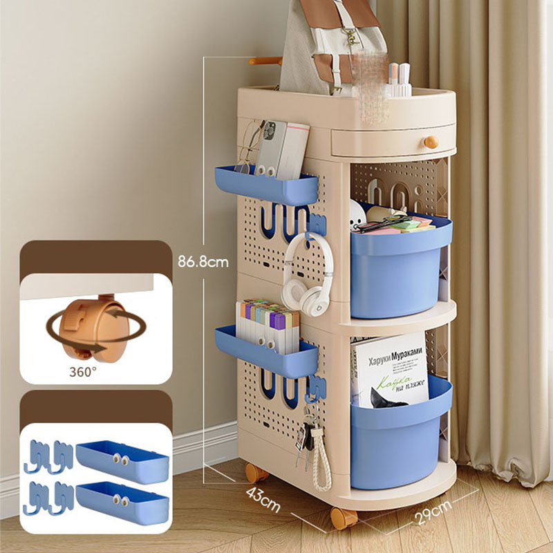 Multifunctional storage rack [3 layers] drawer universal wheel model comes with 4 hooks   2 pencil cases