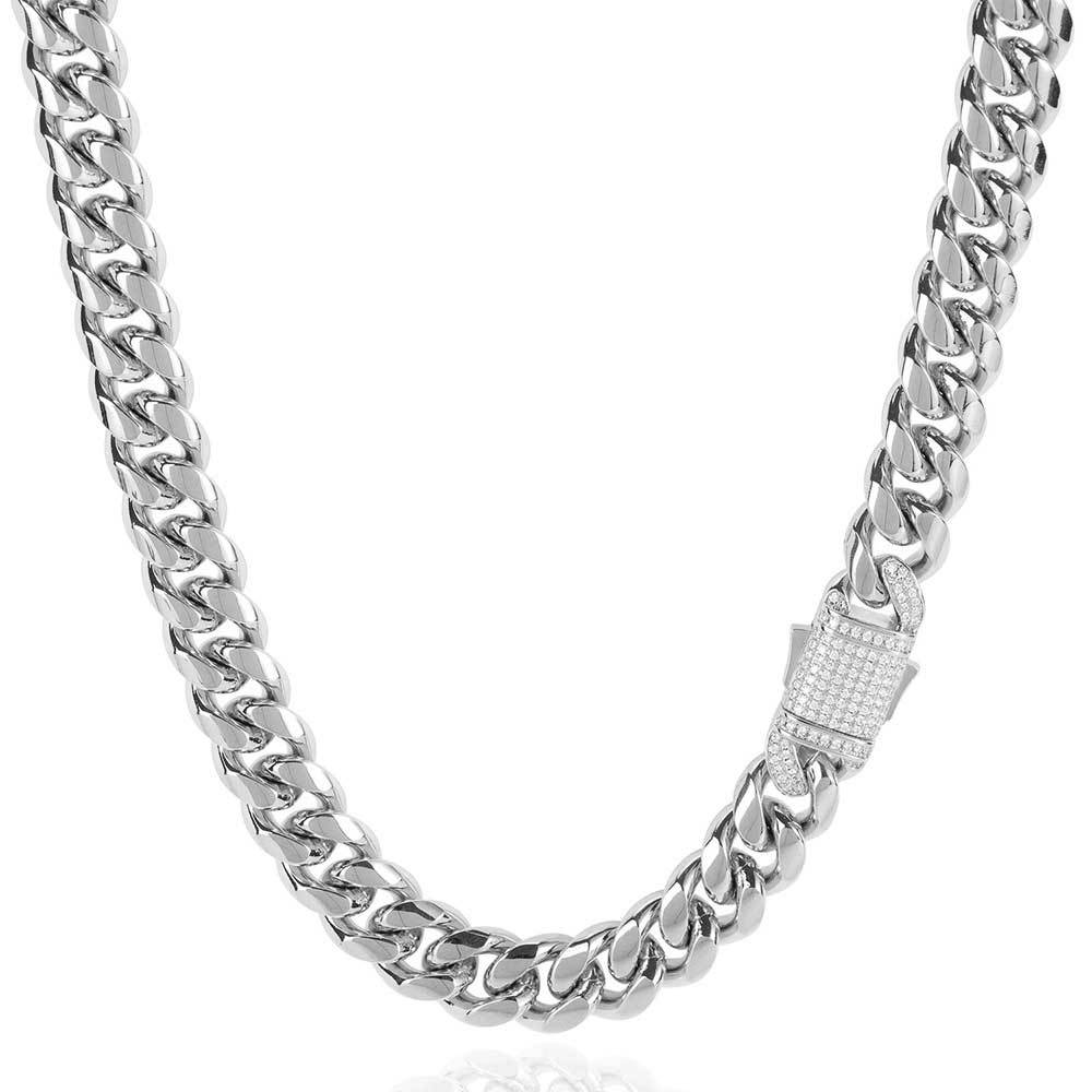 Steel color (width 10mm) Necklace 16 inches