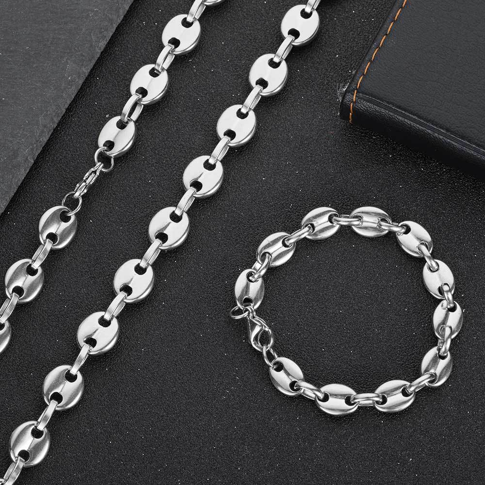Steel color (width 5mm) Bracelet 7 inches