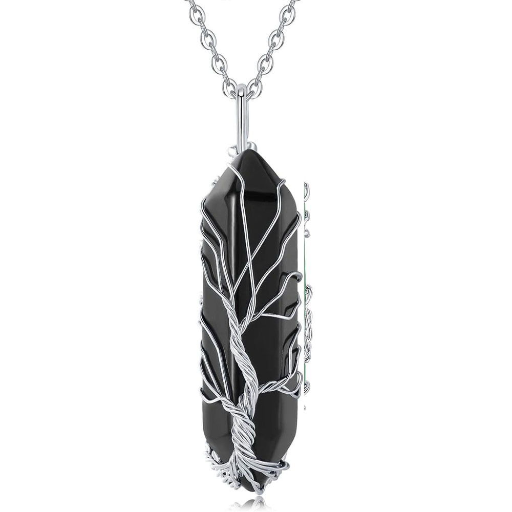 3:silver black agate chain