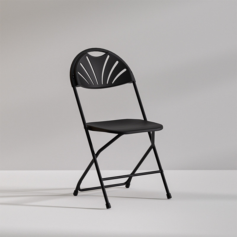 Round Back Folding Chair Black Nordic