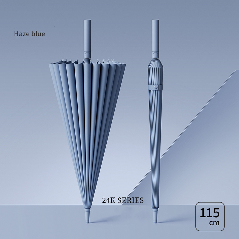 1120*900mm [full fiber mid-stick] [integrated button] 24-bone haze blue anti-storm umbrella