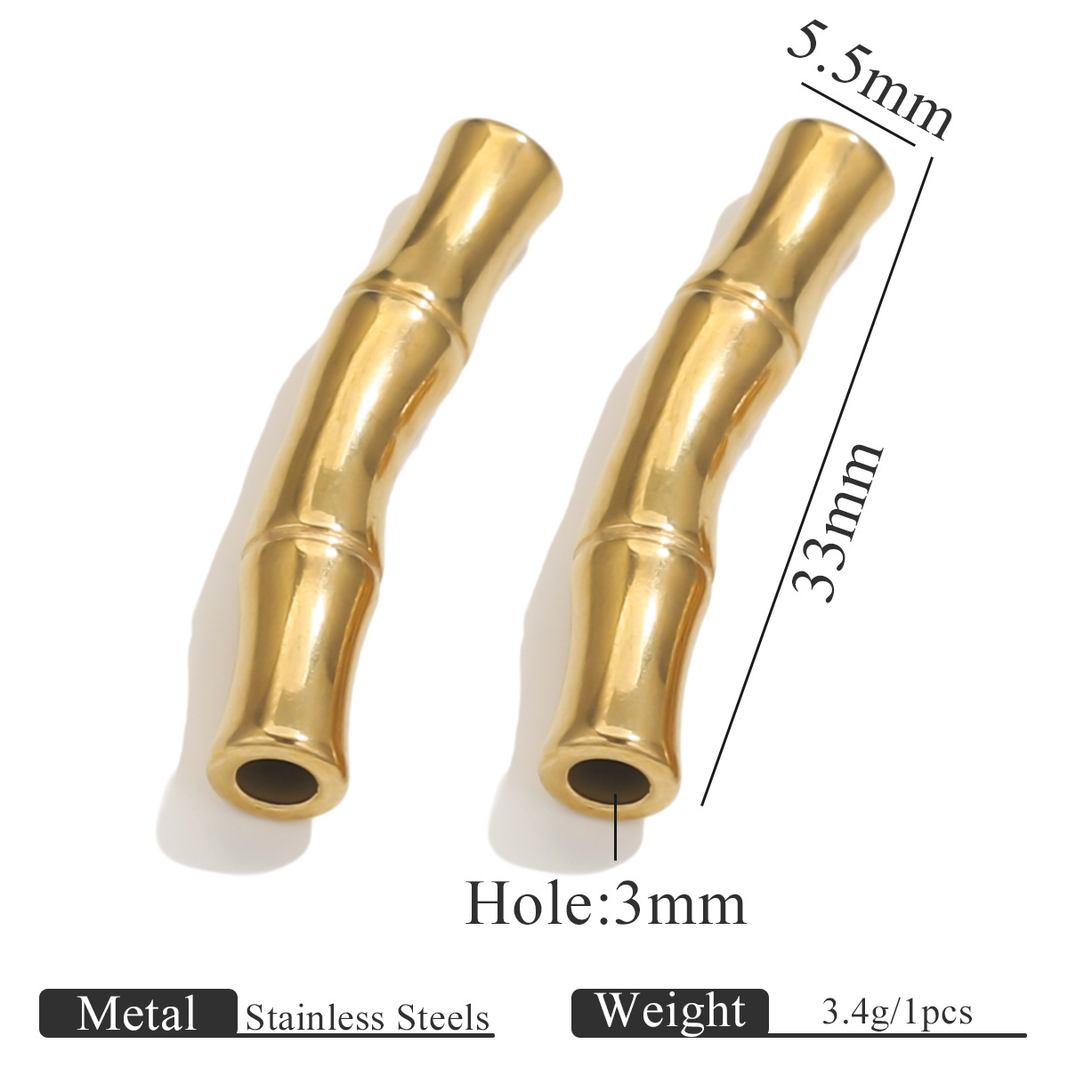 2:3 sections of bamboo - gold