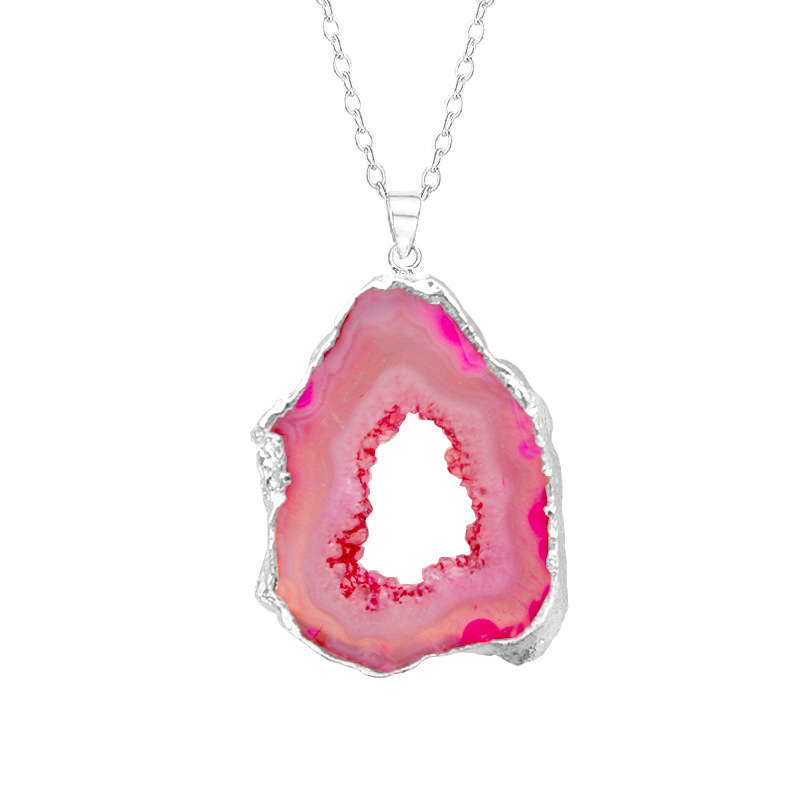 12:Silver plated rose red without chain