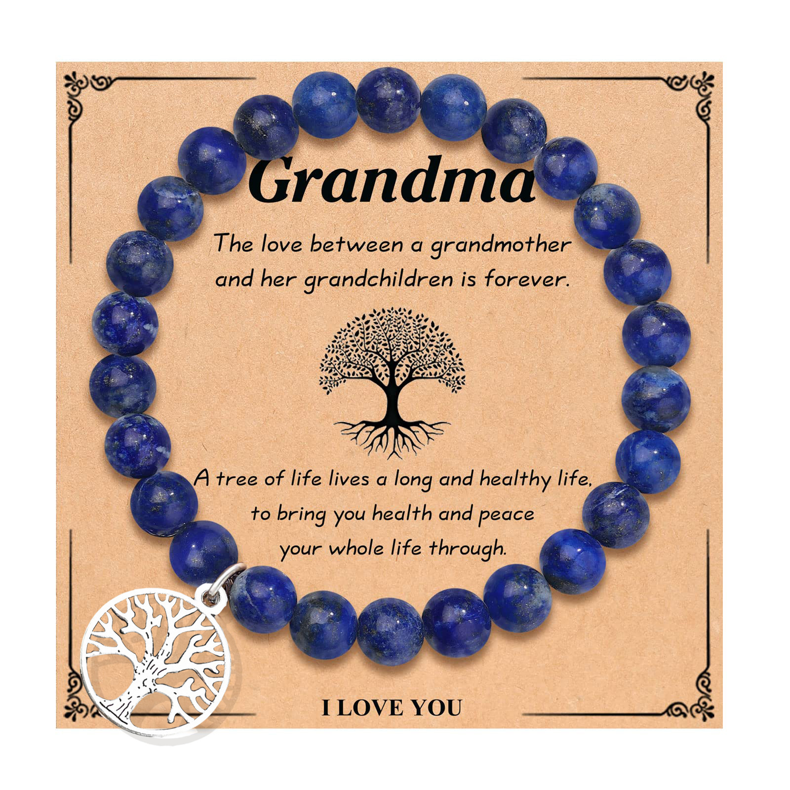 2:6MM Lapis Lazuite Tree of Life Grandma Card