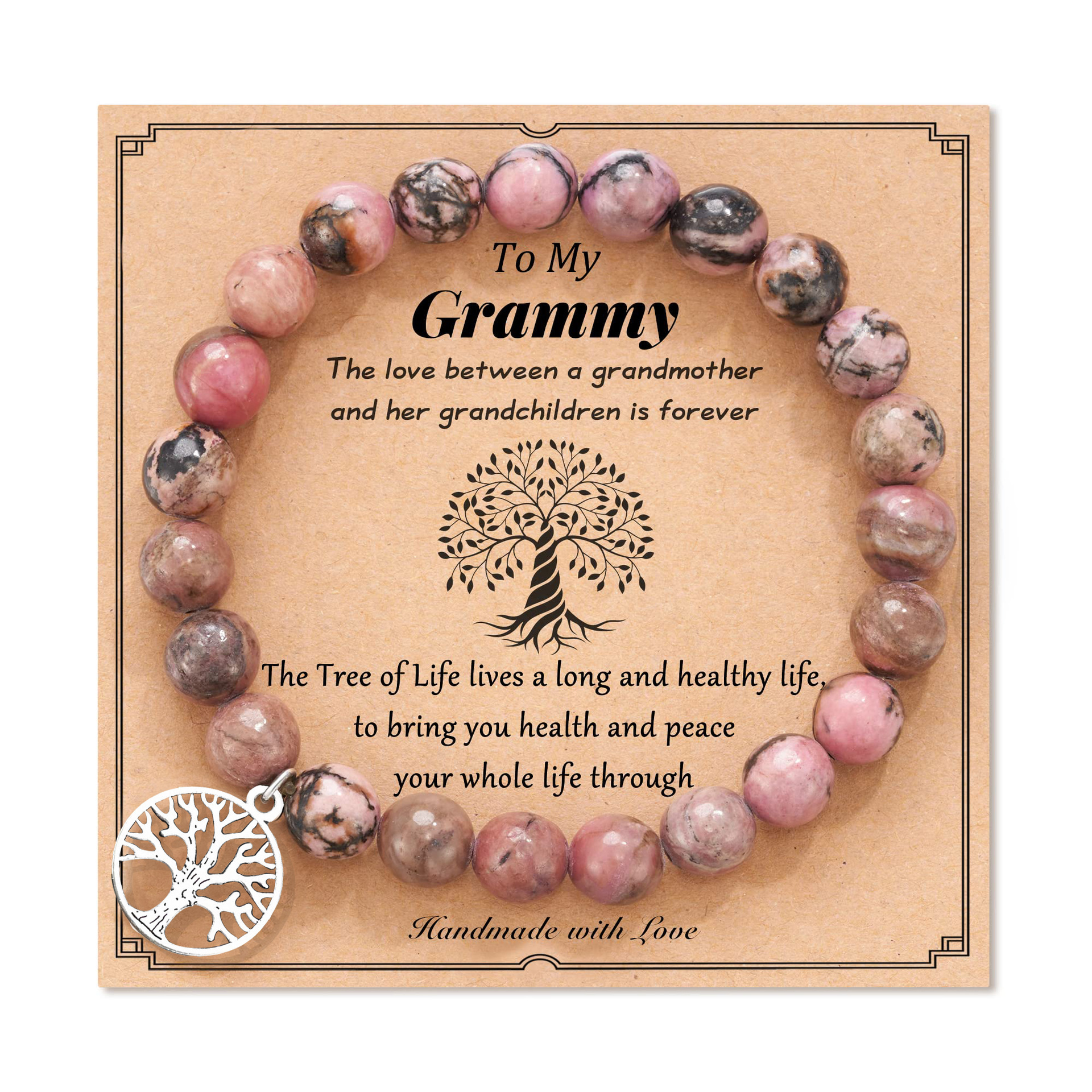 7:Black line red stone tree of life grammy card