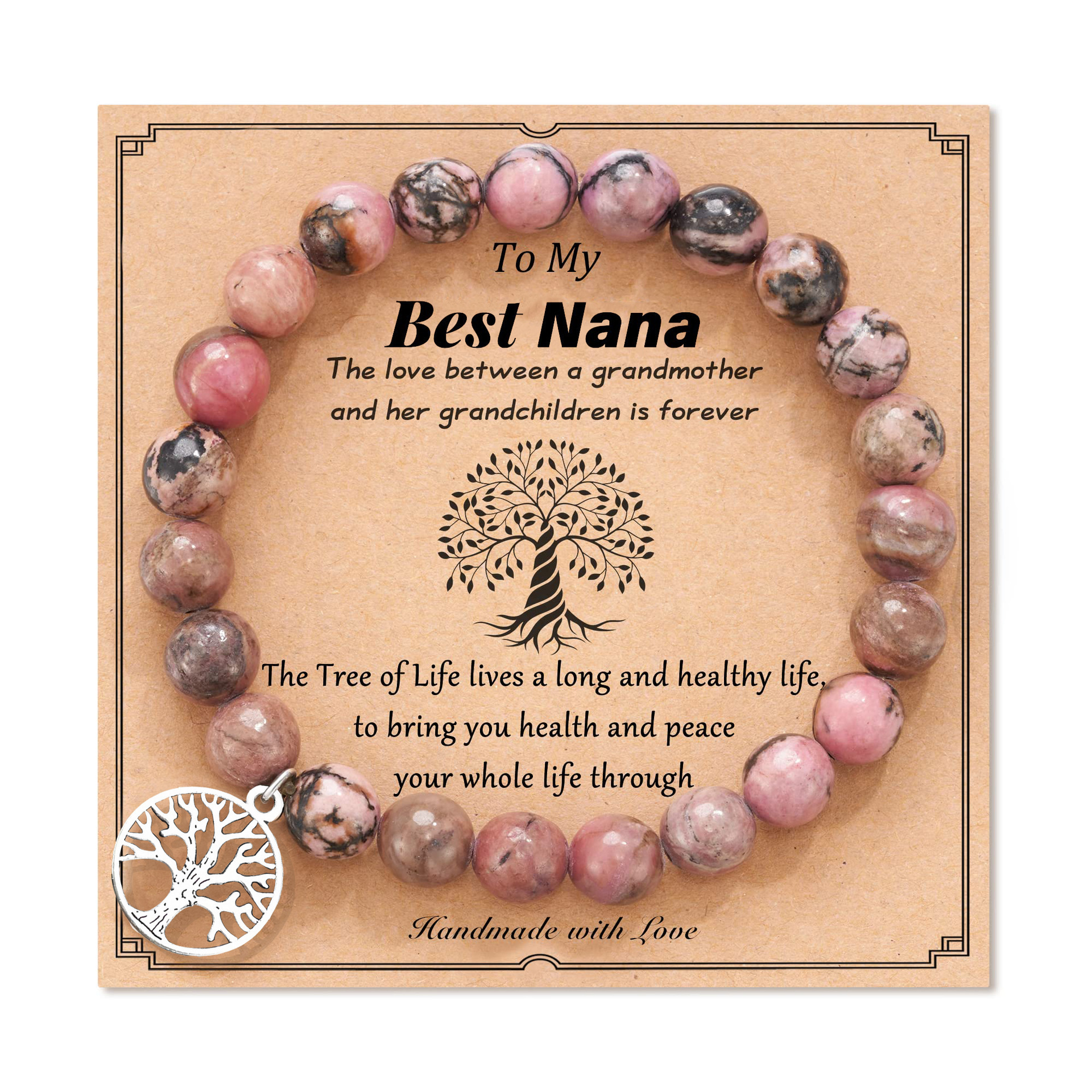 9:Black line red stone tree of life best nana card
