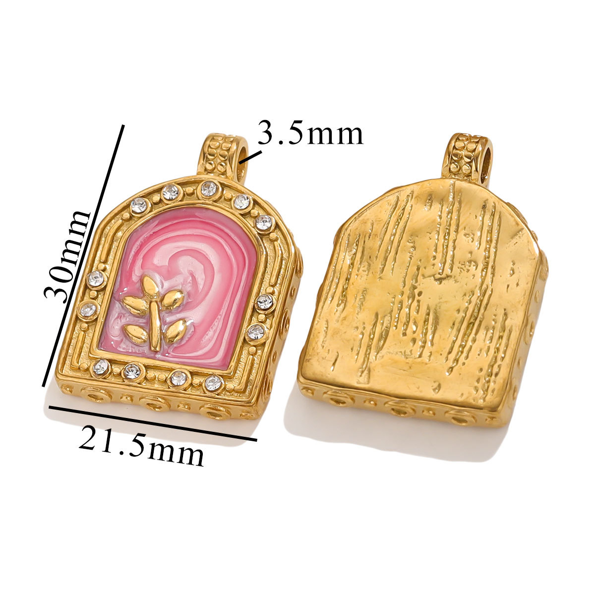 3:Square diamond pendant-pink