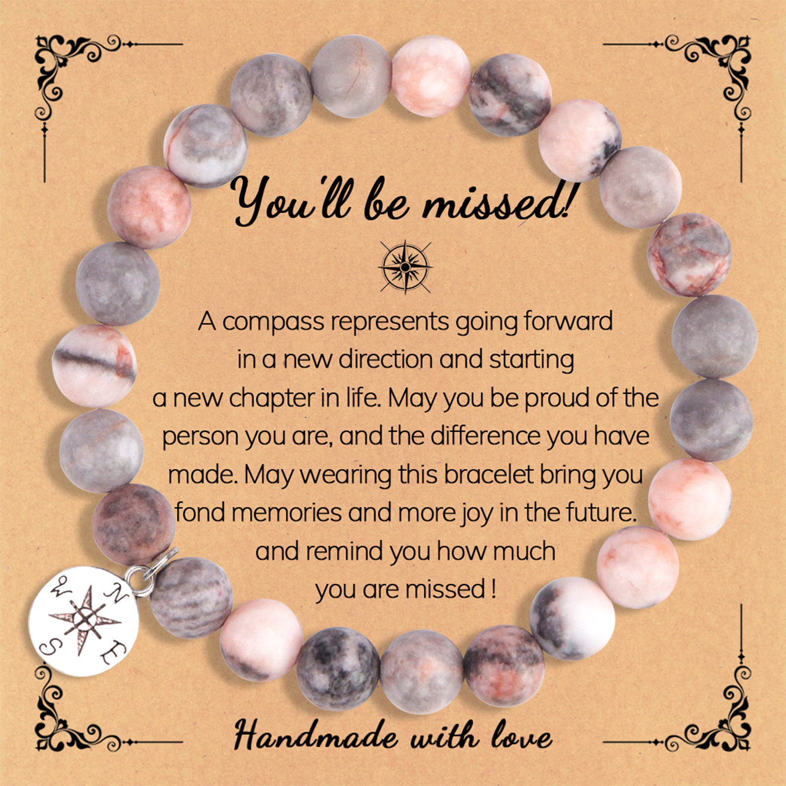 Pink zebra   Compass pendant   missed card