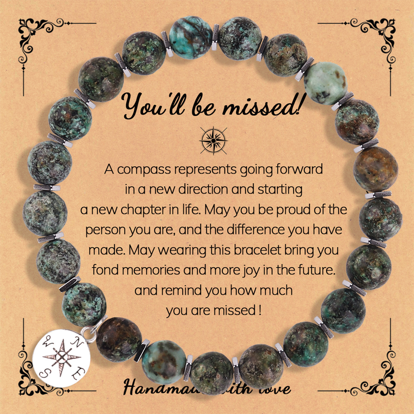 African turquoise   Compass pendant   missed card