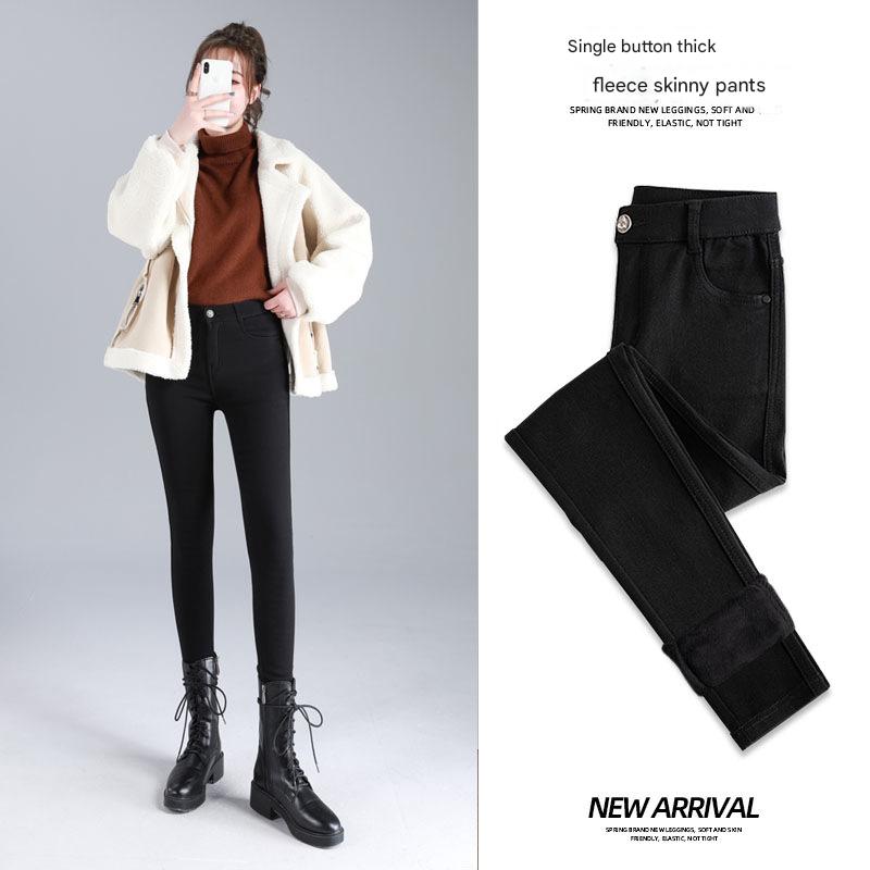 [Magic High Elastic Slim] Thick Velvet Single Button Pants