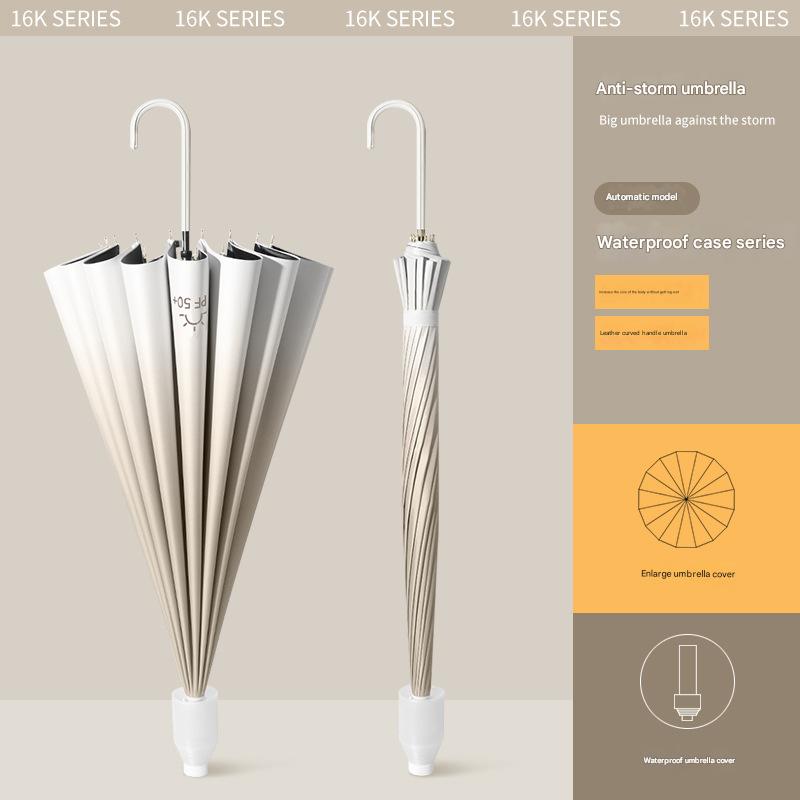 milk brown leather crooked handle gradient waterproof case 16 bone