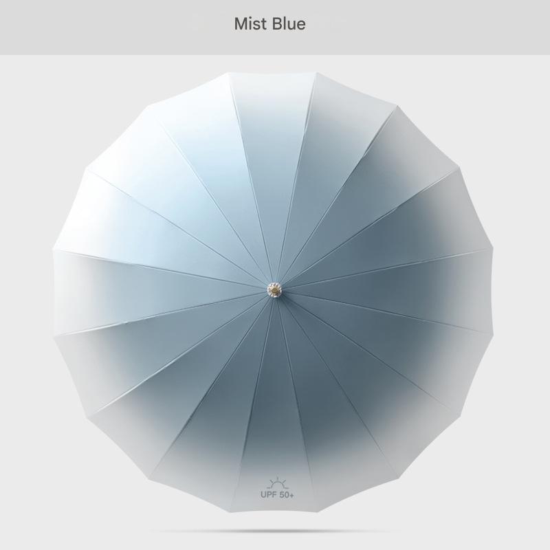 Fog Blue Leather Crooked Handle Gradient 16 Bones