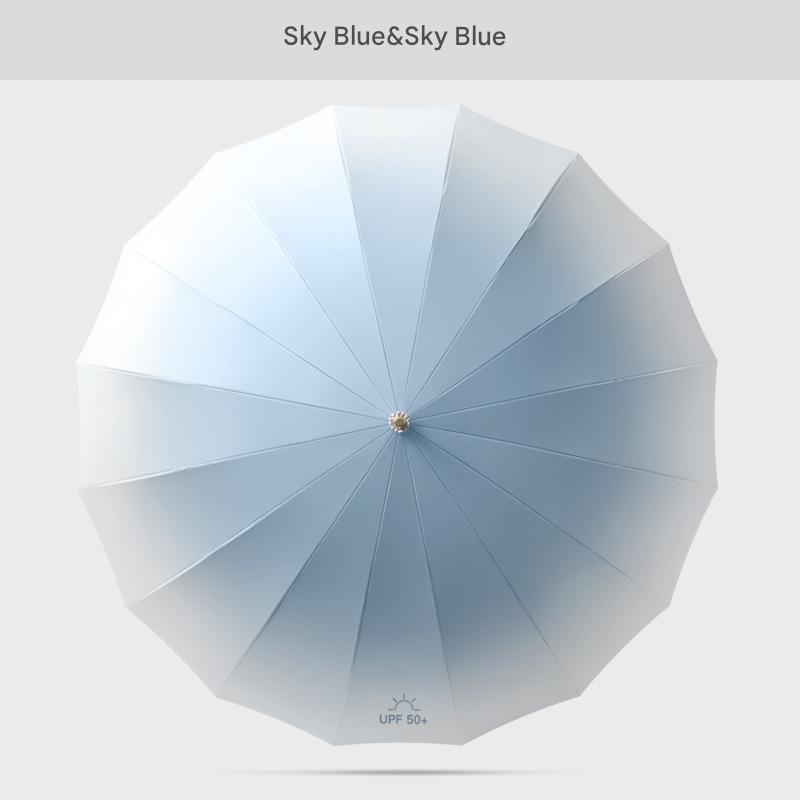 Sky Blue Leather Crooked Handle Gradient 16 Bones