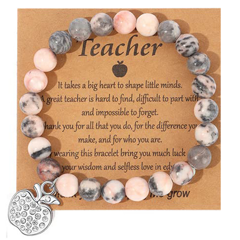 Pink Zebra Apple Diamond Pendant Teacher Card 1