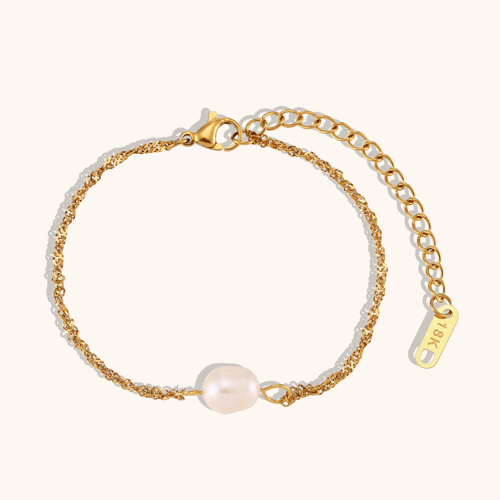 1:Water Wave Chain Freshwater Pearl Bracelet