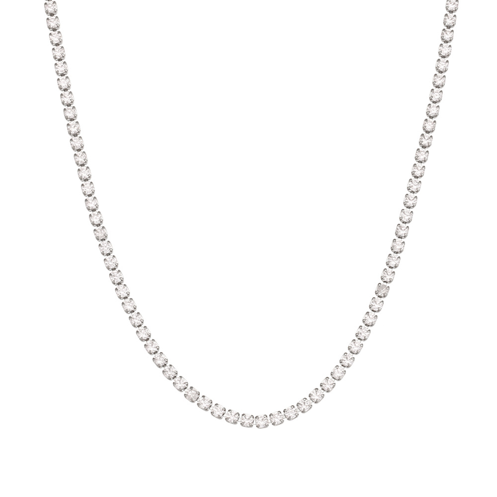 5mm zircon necklace 40   5cm-Silver