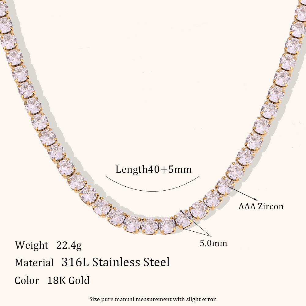 4:5mm zircon necklace 40 5cm-Gold